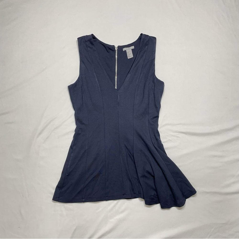 H&M “half” peplum navy blue blouse